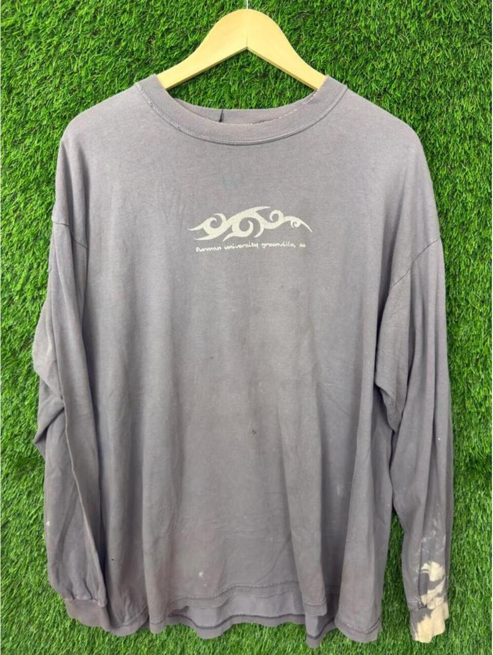 Furman University Greenville SC Faded Distressed Gray Long Sleeve Tee